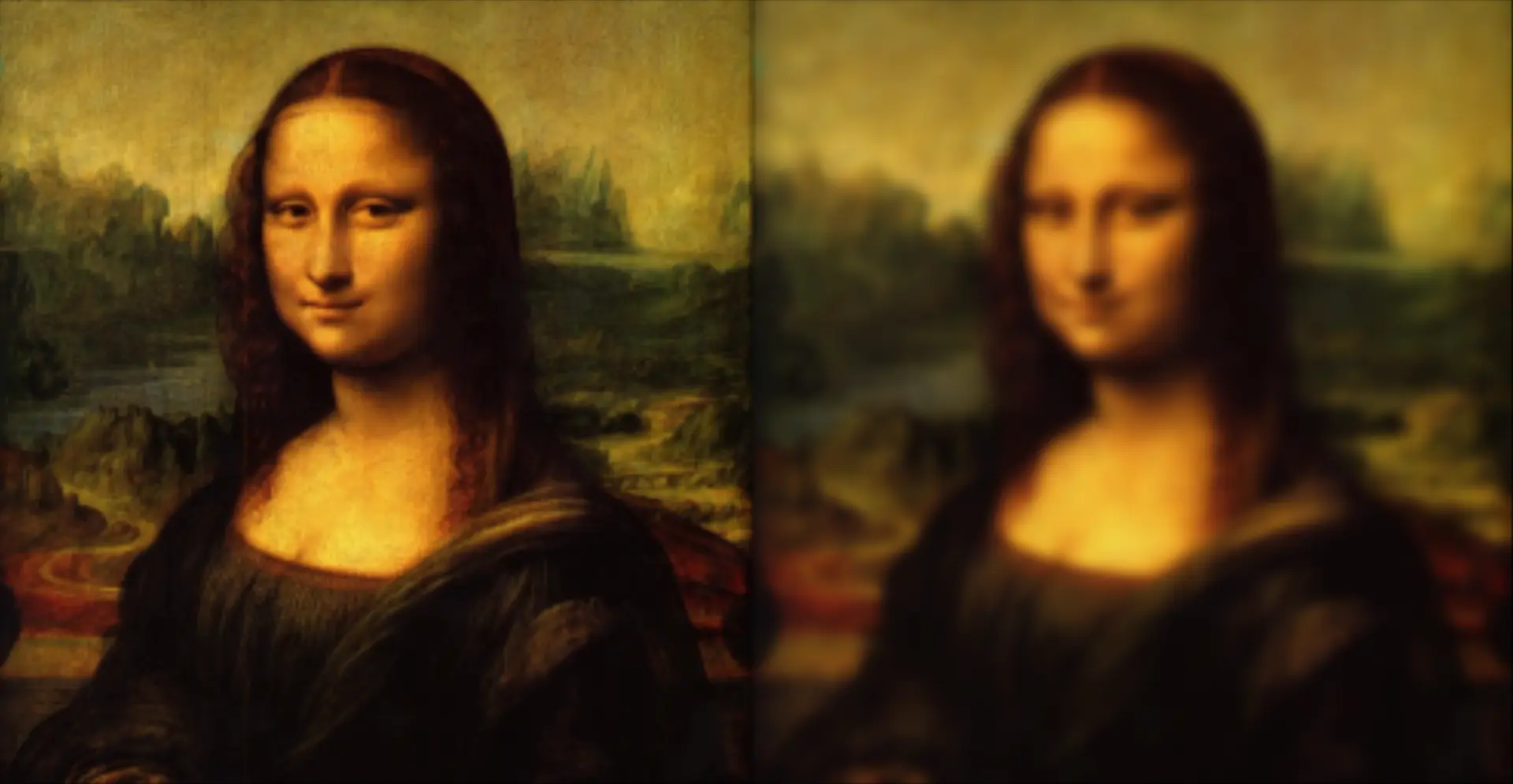 An image loaded using the machine vision toolbox as shown in the code on the left, unaltered version displayed on left, blurred version displayed on the right.